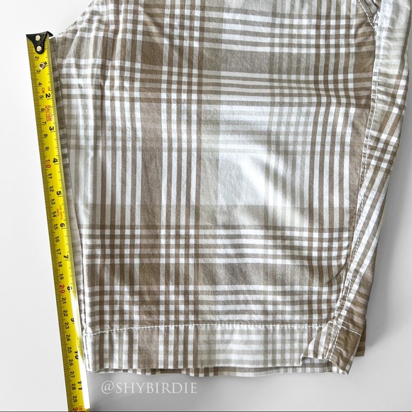 NEW Plaid 100% Cotton Bermuda Shorts in Beige and White - Picture 7 of 10